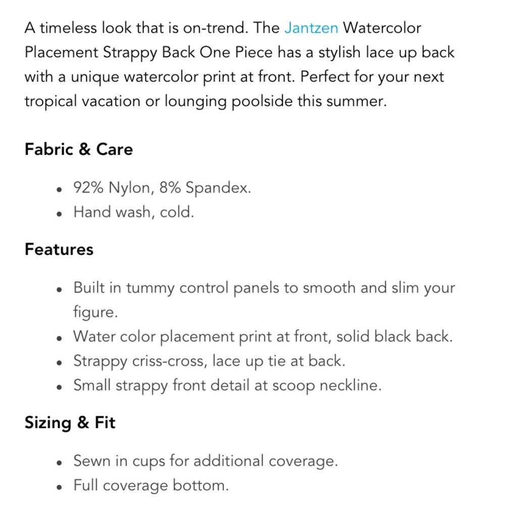 NWT • Jantzen • Watercolor Placement Swimsuit - Picture 5 of 8
